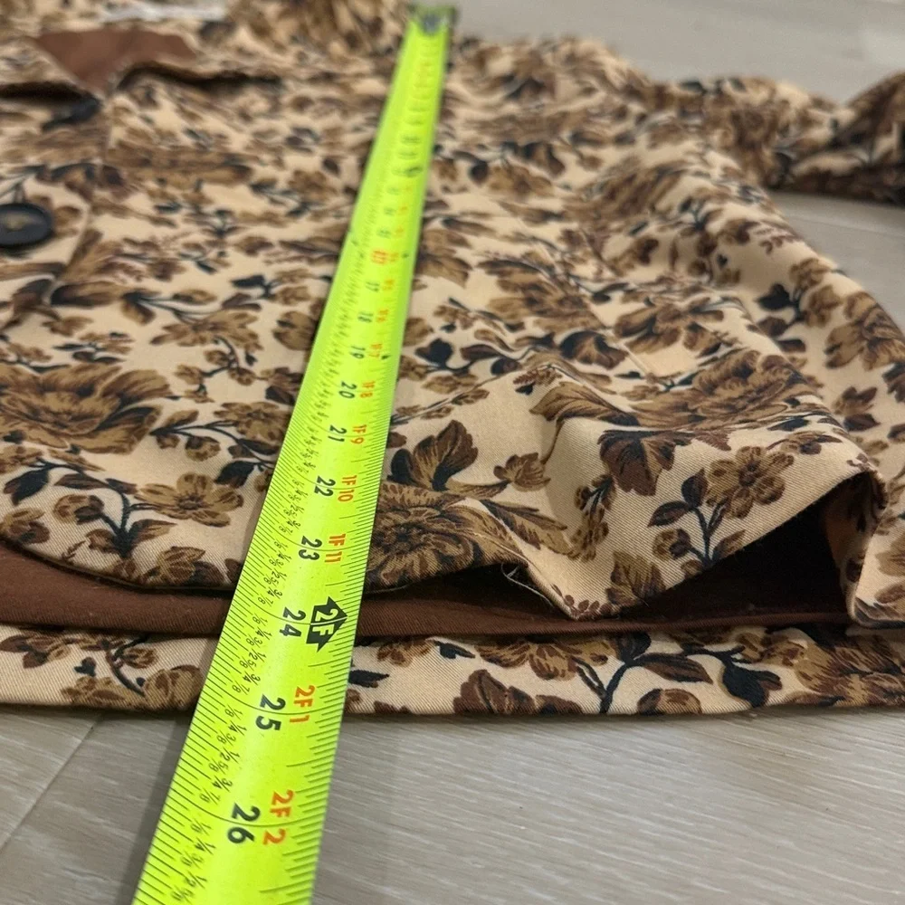 Free People Cali Floral Boxy Blazer M Brown Tan Boho Cottagecore Retro Oversized